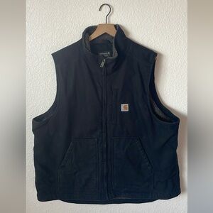 Carhartt Men's Loose Fit Washed Duck Sherpa-Lined Mock-Neck Vest Size XL